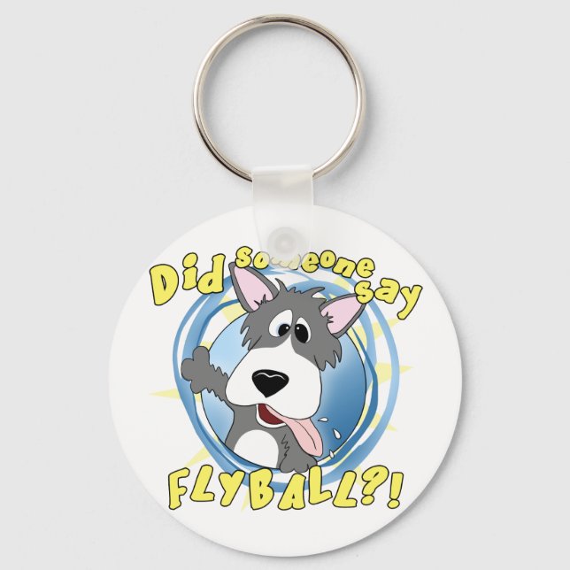 Crazy Flyball Dog Keychain (Front)