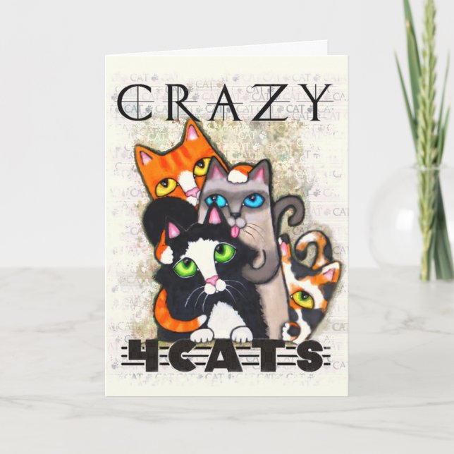 Crazy For Cats Friendship Greeting Card (Front)