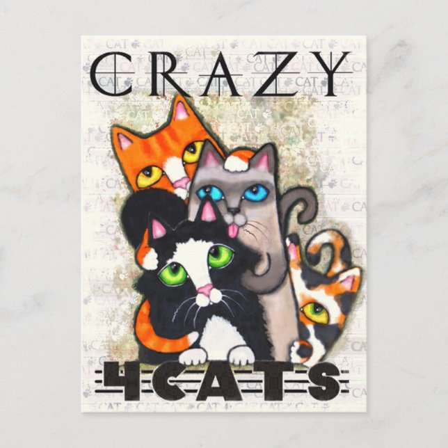 Crazy For Cats Postcard (Front)