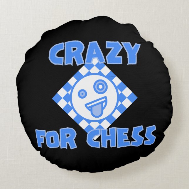 Crazy for chess round cushion (Back)