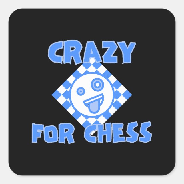 Crazy for chess square sticker (Front)
