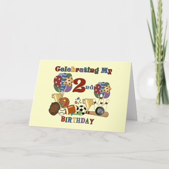 Crazy For Sports 2nd Birthday T-shirts and Gifts Card (Front)