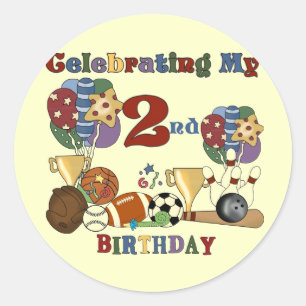 Crazy For Sports 2nd Birthday T-shirts and Gifts Classic Round Sticker
