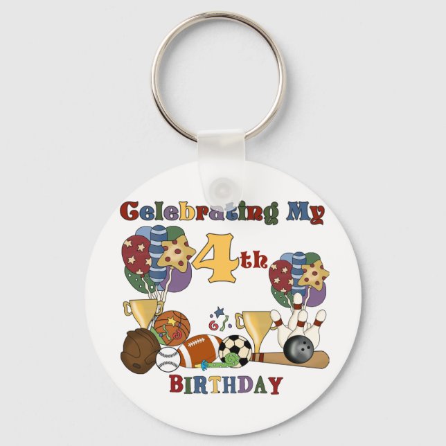 Crazy For Sports 4th Birthday T-shirts and Gifts Key Ring (Front)