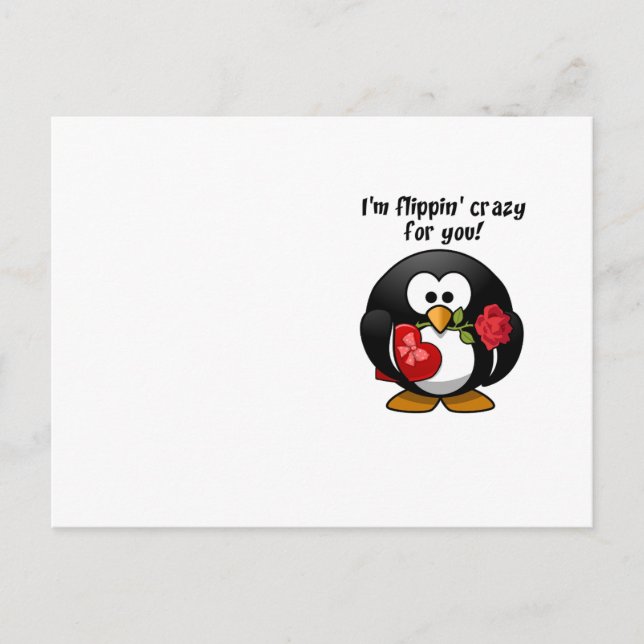 Crazy for You Cute Valentine's Day Love Penguin  Holiday Postcard (Front)