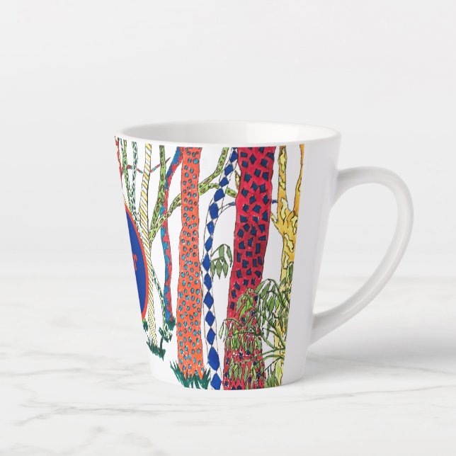 Crazy Forest colourful fun happy named  Latte Mug (Right)