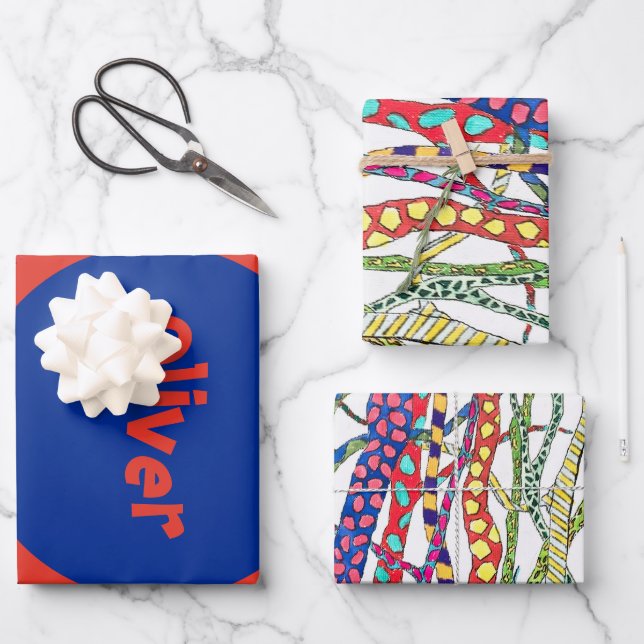 Crazy Forest colourful fun happy named  Wrapping Paper Sheet (Front)