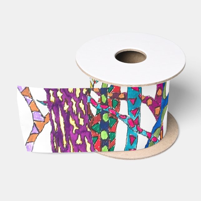 Crazy Forest colourful fun happy  Satin Ribbon (Spool)