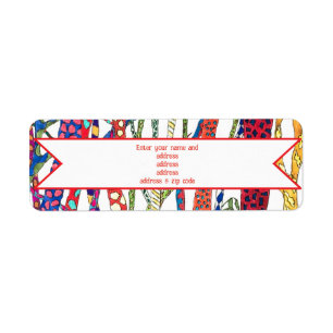 crazy forest colourful happy birthday  return address label