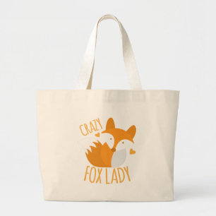 Crazy Fox Lady Large Tote Bag