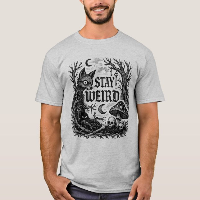 Crazy Fox 🦊 Stay Weird Shirt Halloween and More  (Front)