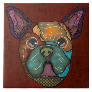 Crazy French Bulldog ugly face Ceramic Tile