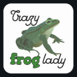 Crazy Frog Lady Frog Comg gifts Square Sticker<br><div class="desc">Crazy Frog Lady Frog lover gifts- This design is perfect for every frog lover!</div>