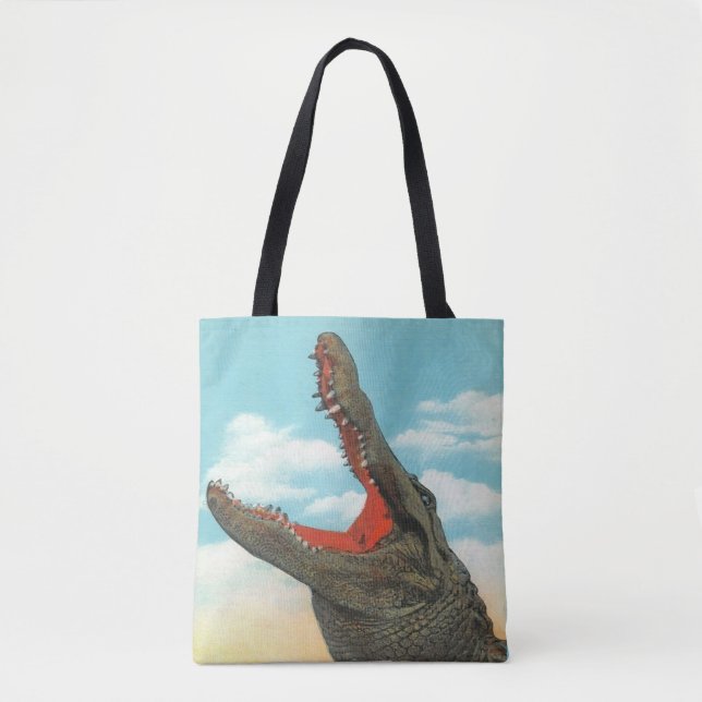 Crazy Fun Alligator Chomp Shoulder Tote Bag (Front)