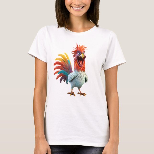 Crazy Funny Rooster T-Shirt (Front)