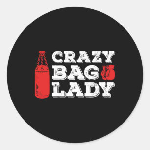Crazy G Lady Kickboxer Funny Kickboxing Shirt_2 Classic Round Sticker