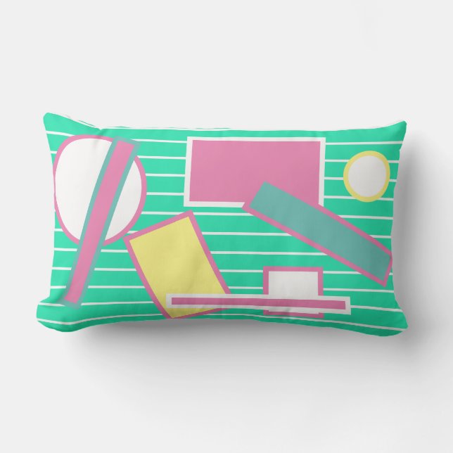 Crazy Geometry Turquoise Pink Cushion (Front)