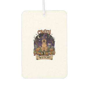 Crazy German Shepherd Witch Halloween Dog Pumpkins Car Air Freshener