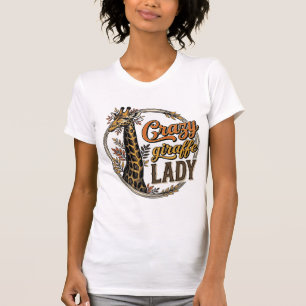 Crazy Giraffe Lady Vintage Engraving Shirt Design_