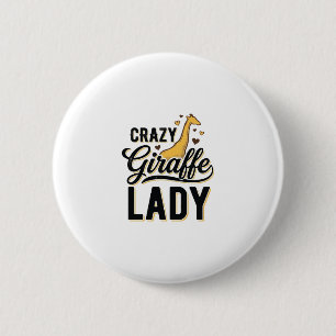 Crazy Giraffe Lady Vintage Engraving Shirt Design 6 Cm Round Badge