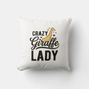 Crazy Giraffe Lady Vintage Engraving Shirt Design Cushion