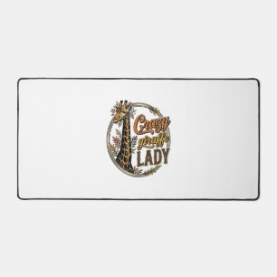Crazy Giraffe Lady Vintage Engraving Shirt Design_ Desk Mat