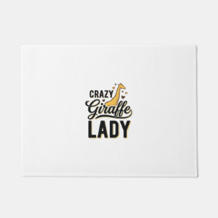 Crazy Giraffe Lady Vintage Engraving Shirt Design Doormat