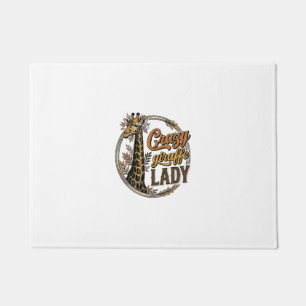 Crazy Giraffe Lady Vintage Engraving Shirt Design_ Doormat