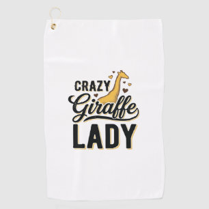 Crazy Giraffe Lady Vintage Engraving Shirt Design Golf Towel