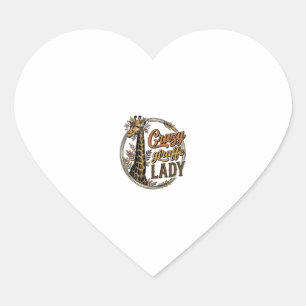 Crazy Giraffe Lady Vintage Engraving Shirt Design_ Heart Sticker