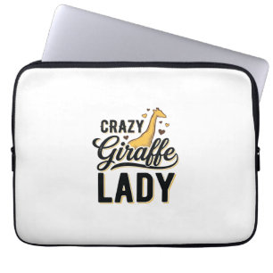Crazy Giraffe Lady Vintage Engraving Shirt Design Laptop Sleeve