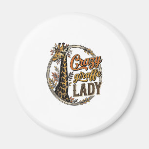 Crazy Giraffe Lady Vintage Engraving Shirt Design_ Magnet
