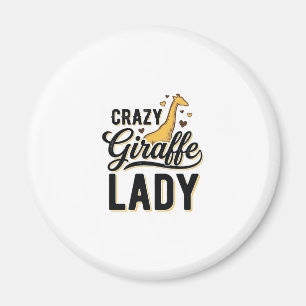 Crazy Giraffe Lady Vintage Engraving Shirt Design  Magnet