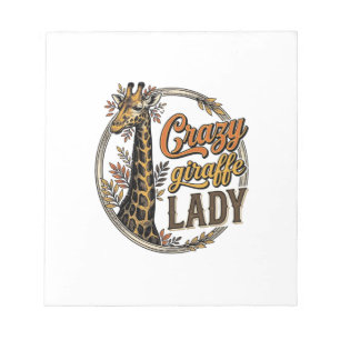 Crazy Giraffe Lady Vintage Engraving Shirt Design_ Notepad