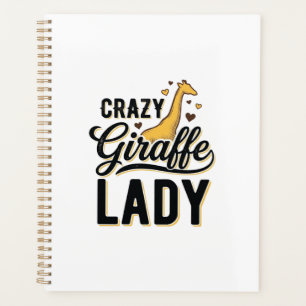 Crazy Giraffe Lady Vintage Engraving Shirt Design Planner