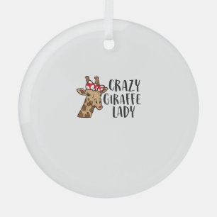Crazy Giraffe Lady Women Giraffes Glass Tree Decoration