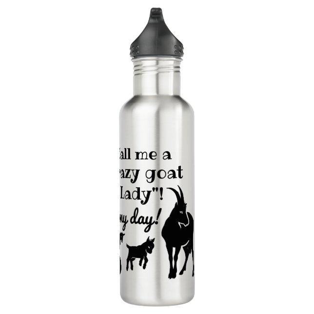 "Crazy goat Lady" goat silhouettes for goat lovers 710 Ml Water Bottle (Right)