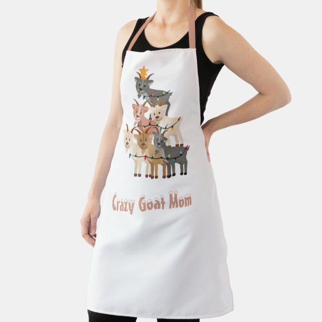 Crazy Goat Mum  Christmas Goats Apron (Insitu)