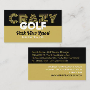 Crazy Golf Slogan, Mini Golf Course Advertising Business Card