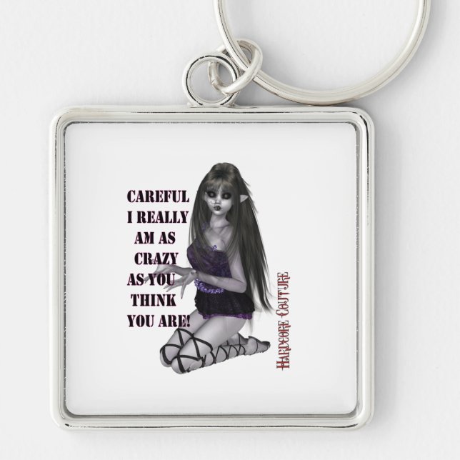 Crazy Goth Girl Key Ring (Front)