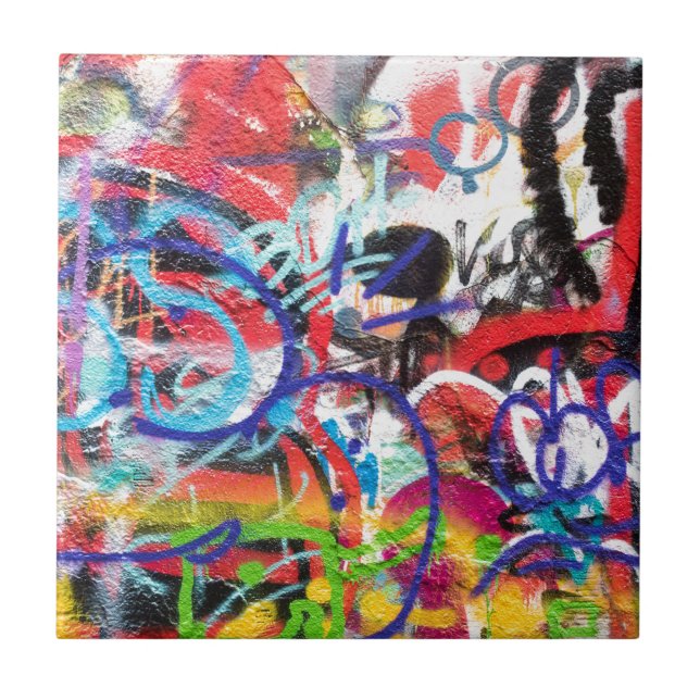 Crazy Graffiti Ceramic Tile (Front)