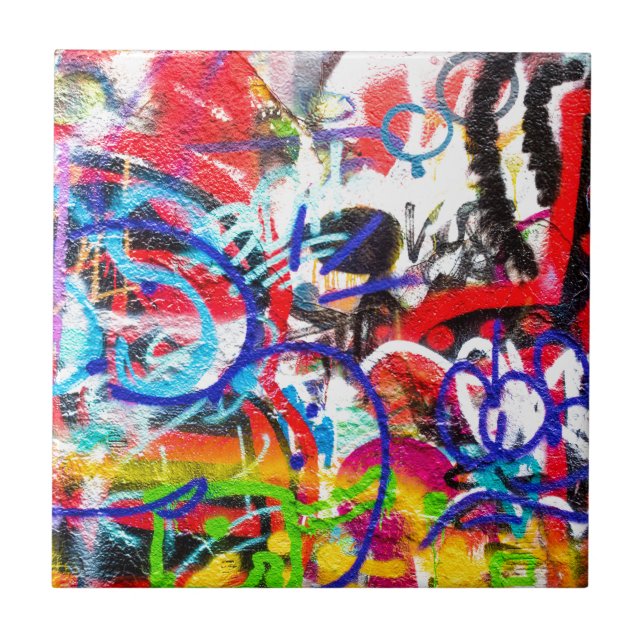 Crazy Graffiti Ceramic Tile (Front)