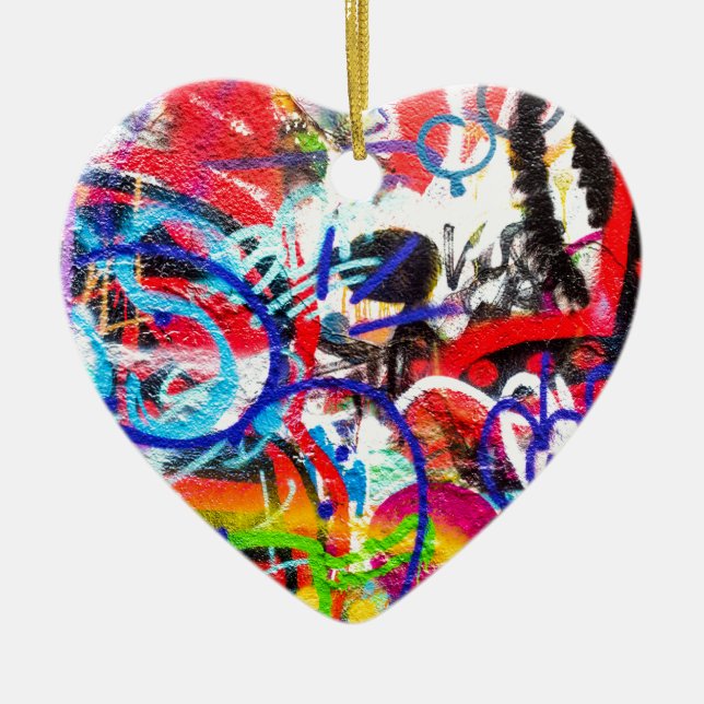 Crazy Graffiti Ceramic Tree Decoration (Front)