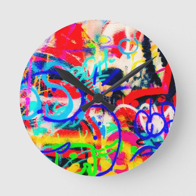 Crazy Graffiti Round Clock (Front)