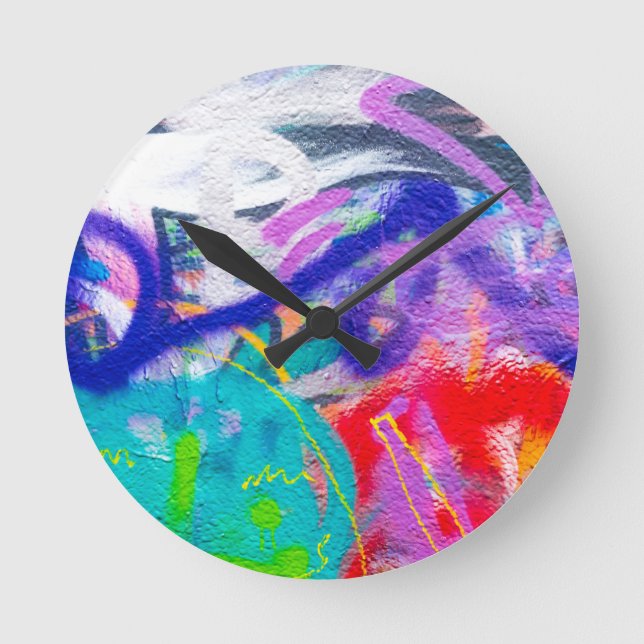 Crazy Graffiti Round Clock (Front)