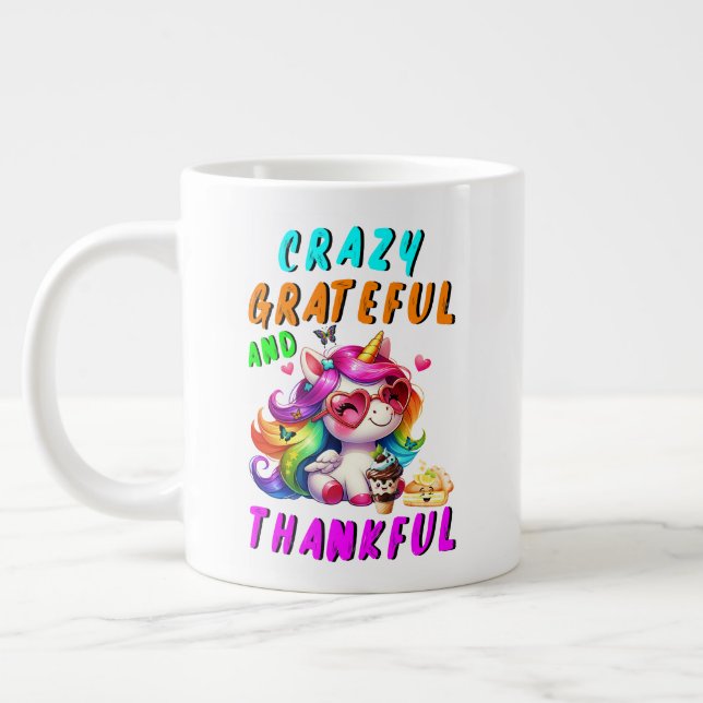 Crazy Grateful And Thankful Large Coffee Mug (Left)