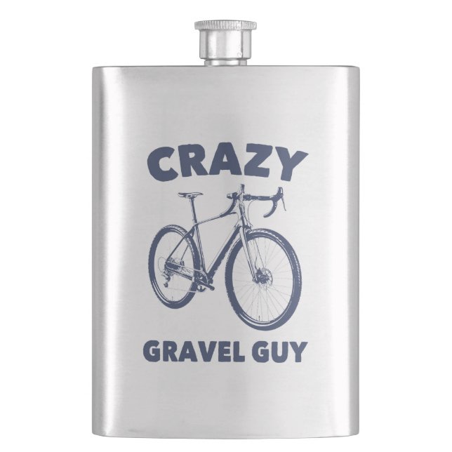 Crazy Gravel Guy Cycling Hip Flask (Front)