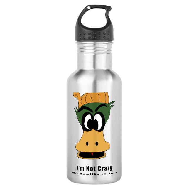 Crazy Green Cartoon Duck Different Reality 710 Ml Water Bottle (Front)