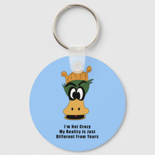 Crazy Green Cartoon Duck Different Reality Key Ring