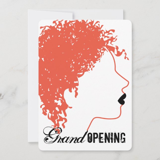 Crazy hair stylist beauty salon grand opening invitation (Front)